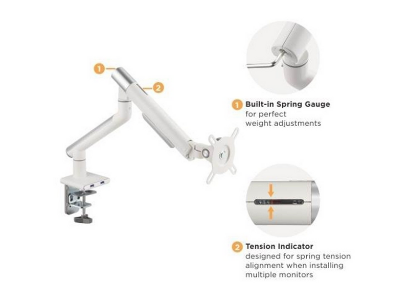 DUTZO Monitorarm für 1 Monitor (17"-32") - Slim USB Version (Weiß)