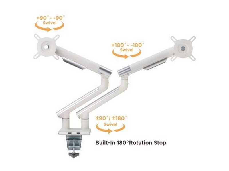 DUTZO Monitorarm für 2 Monitore (17"-32") - Slim USB Version (Weiß)