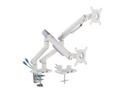 DUTZO Monitorarm für 2 Monitore (17"-32") - Slim USB Version (Weiß)