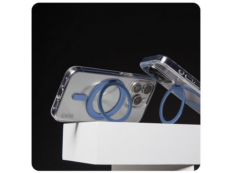 CARE by PanzerGlass Feature Case Transparent w. Blue Kickstand & MagSafe iPhone 16 Pro Max