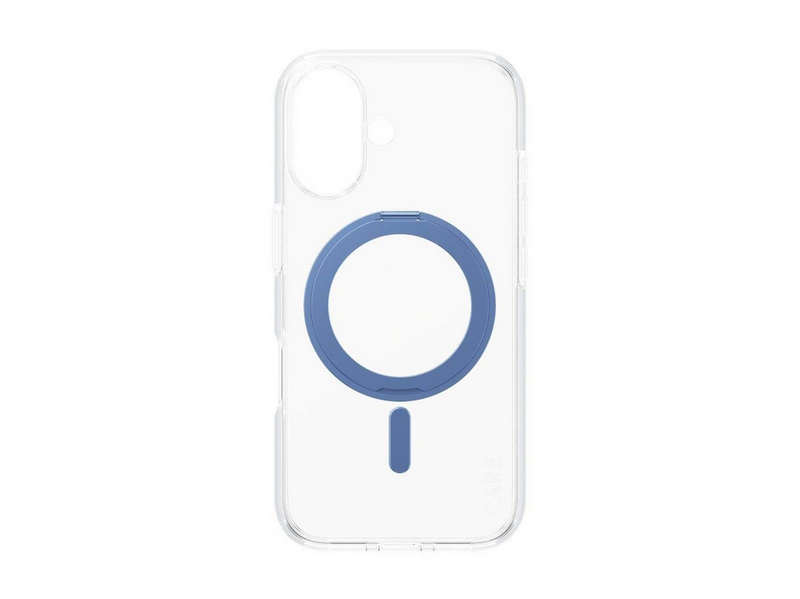 CARE by PanzerGlass Feature Case Transparent w. Blue Kickstand & MagSafe iPhone 16