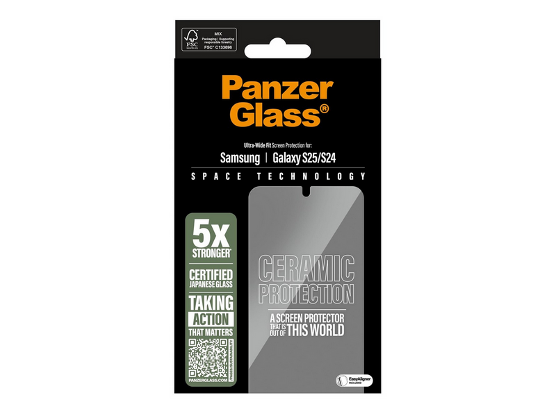 PanzerGlass Ceramic Screen Protector Samsung Galaxy S25 | Ultra-Wide Fit