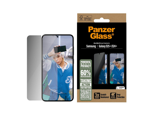 PanzerGlass Privacy Screen Protector Samsung Galaxy S25+ | Ultra-Wide Fit