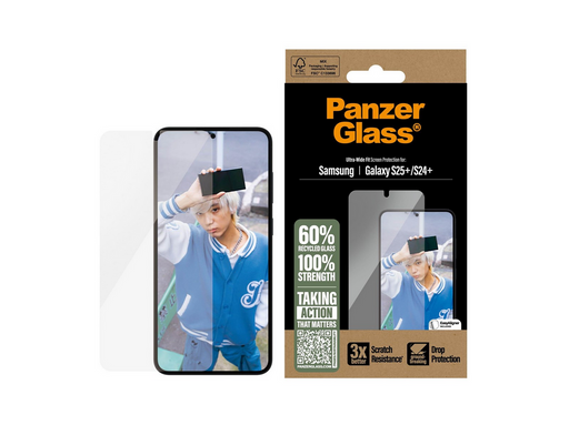 PanzerGlass Screen Protector Samsung Galaxy S25+ | Ultra-Wide Fit