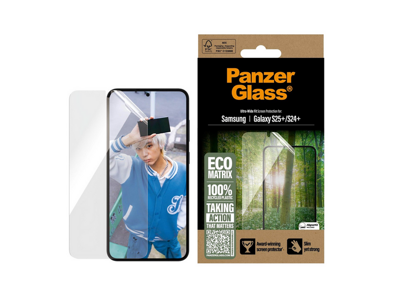 PanzerGlass Eco MATRIX Screen Protector Samsung Galaxy S25+ | Ultra-Wide Fit