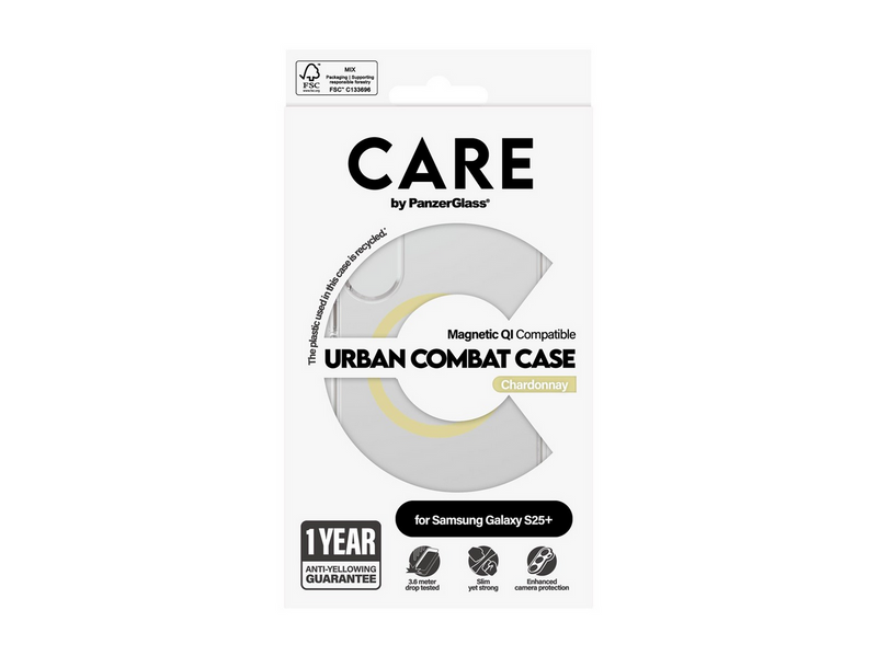 CARE by PanzerGlass Flagship Case Transparent Urban Combat w. Chardonnay QI Compatible Samsung Galaxy S25+
