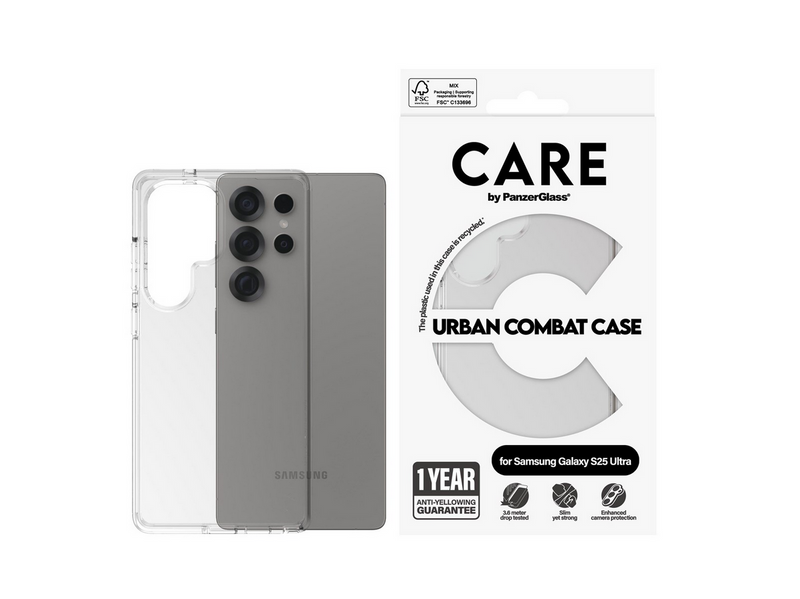 CARE by PanzerGlass Flagship Case Transparent Urban Combat w. Clear Frame Samsung Galaxy S25 Ultra