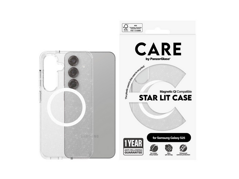 CARE by PanzerGlass Flagship Case Urban Combat Star Lit w. White QI Compatible Samsung Galaxy S25