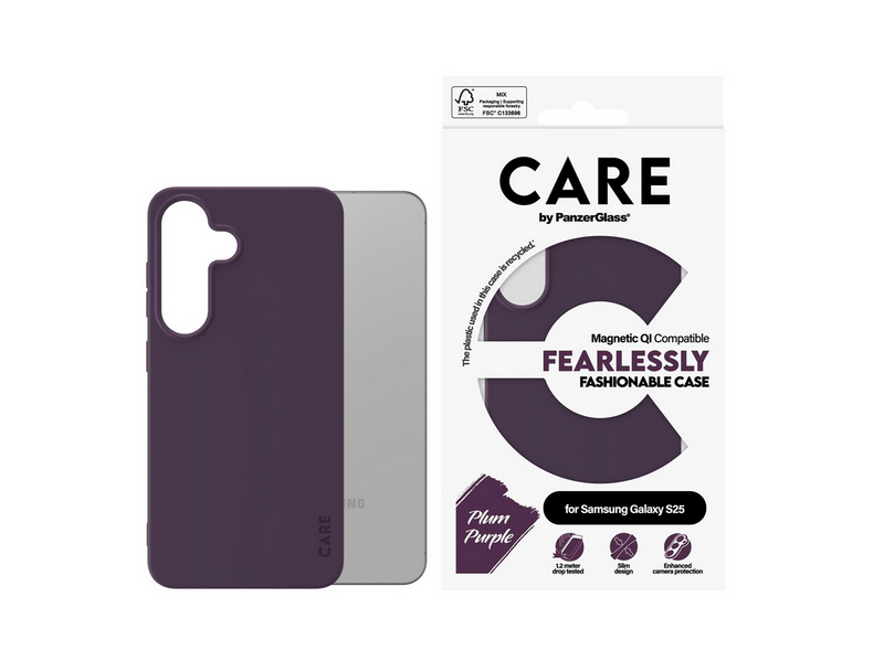 CARE by PanzerGlass Fashionable Case Plum Purple w. QI Compatible Samsung Galaxy S25