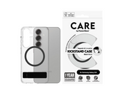 CARE by PanzerGlass Feature Case Transparent w. Black Kickstand & QI Compatible Samsung Galaxy S25