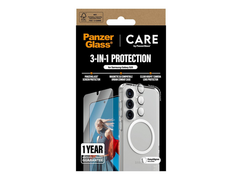 CARE by PanzerGlass Flagship 3-in-1 Bundle Samsung Galaxy S25