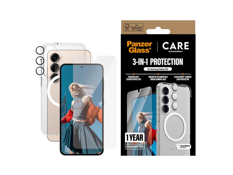 CARE by PanzerGlass Flagship 3-in-1 Bundle Samsung Galaxy S25