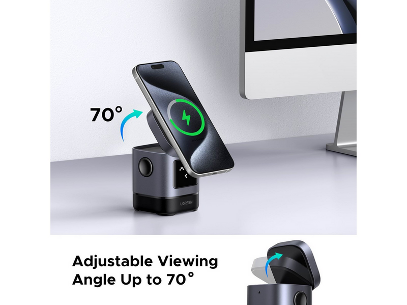 UGREEN Uno 2 In 1 Wireless Charger-Qi2 15w Wireless Charging