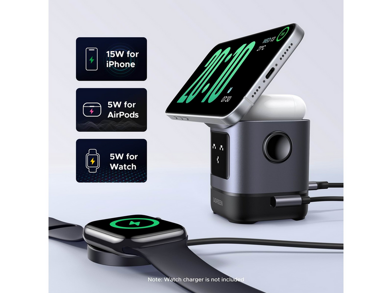 UGREEN Uno 2 In 1 Wireless Charger-Qi2 15w Wireless Charging