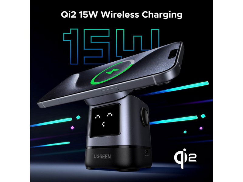 UGREEN Uno 2 In 1 Wireless Charger-Qi2 15w Wireless Charging