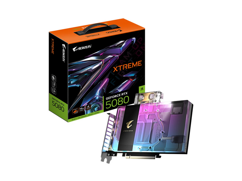 GIGABYTE GeForce RTX 5080 AORUS Xtreme WaterForce WB - 16GB GDDR7 RAM - Grafikkarte