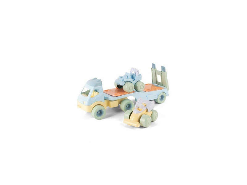 Dantoy Pastel Recycled - Truck with 2 Cars and plastic wheels