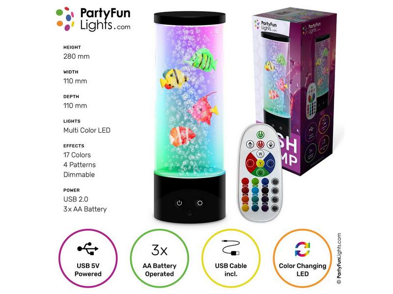 Party Funlight Fiske lampe med fjernbetjening H: 28cm