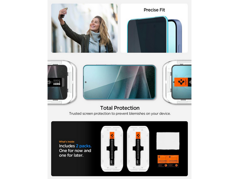 Spigen Glass tR EZ Fit HD (Privacy) 2 Pack - Samsung Galaxy S25/S24