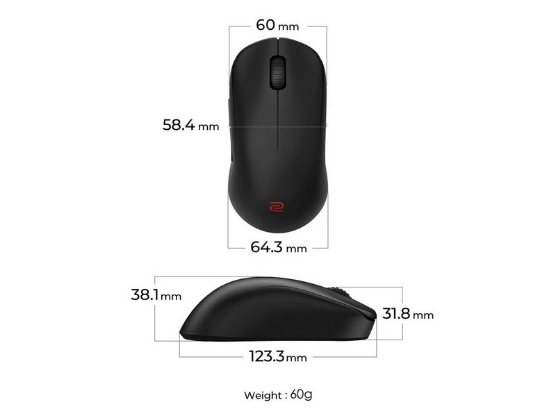 BenQ Zowie U2-DW (Medium) Wireless Mouse for Esports - Gaming Maus (Schwarz)