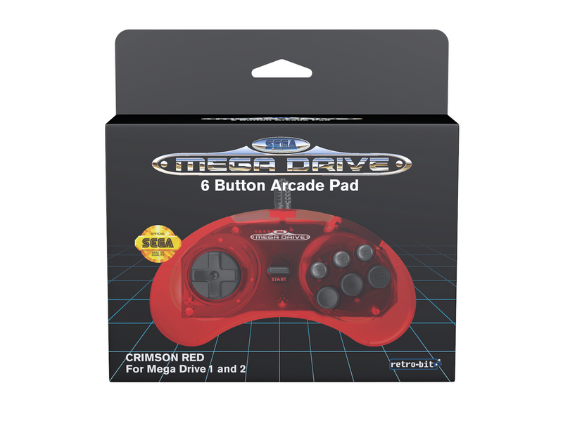 Retro-Bit Crimson Red - Wired Controller - Sega Mega Drive
