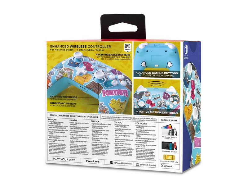 PowerA Enhanced Wireless Controller for Nintendo Switch - Fortnite Sticker Mania - Controller
