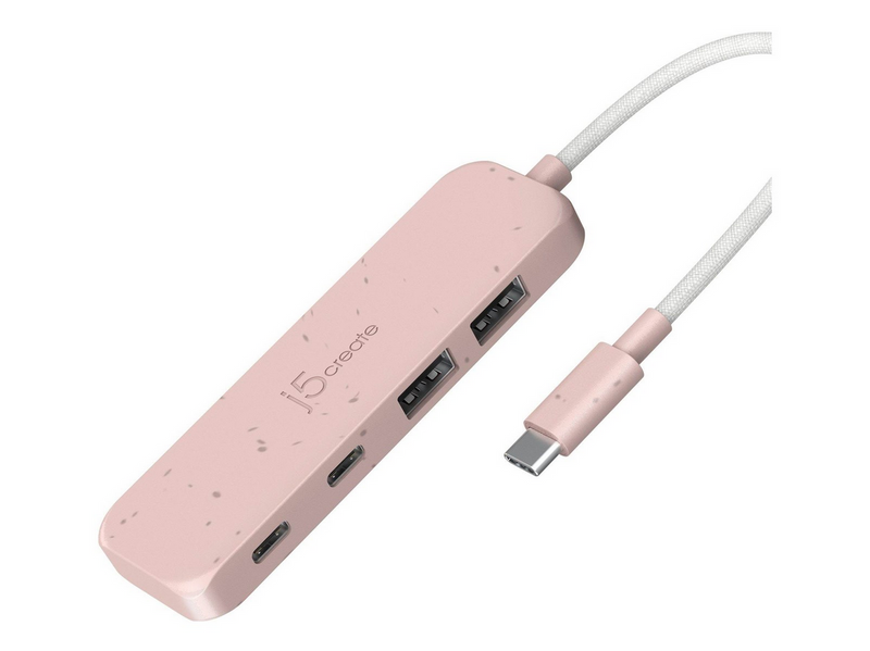 j5create JCH342ER - hub - eco-friendly USB-C - 4 ports USB-Hubs - 4 - Pink