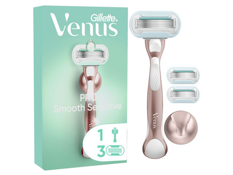 Gillette-Venus Pro Smooth Sensitive Handle + 3 refills + hook