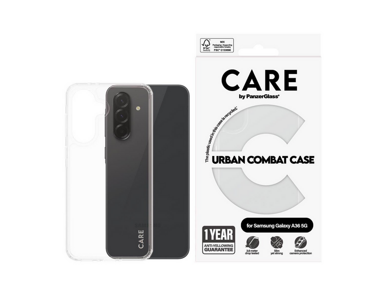 CARE by PanzerGlass Flagship Case Transparent Urban Combat w. Clear Frame Samsung Galaxy A36 5G