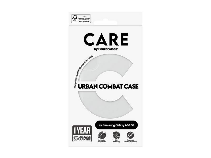 CARE by PanzerGlass Flagship Case Transparent Urban Combat w. Clear Frame Samsung Galaxy A36 5G