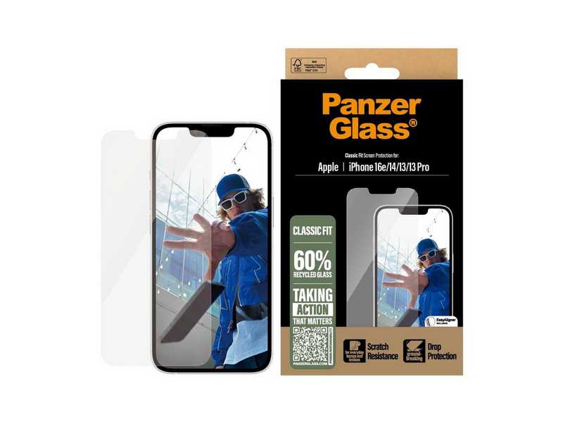 PanzerGlass Screen Protector iPhone 17e | 16e | 14 | 13 | 13 Pro | Classic Fit w. EasyAligner