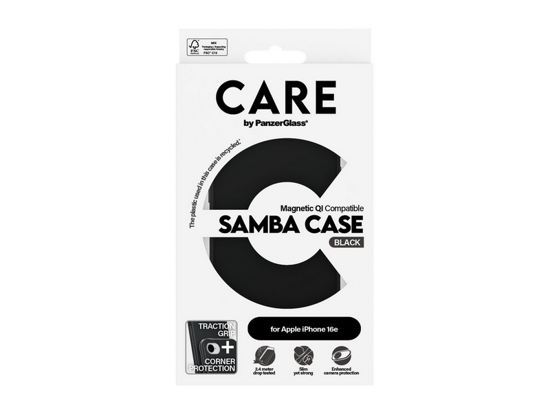 CARE by PanzerGlass Samba Case Black w. Qi Compatible iPhone 17e | 16e