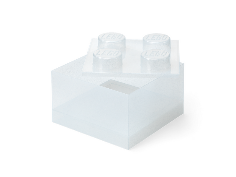 LEGO Storage Brick 4 Top Lid Glitter Translucent