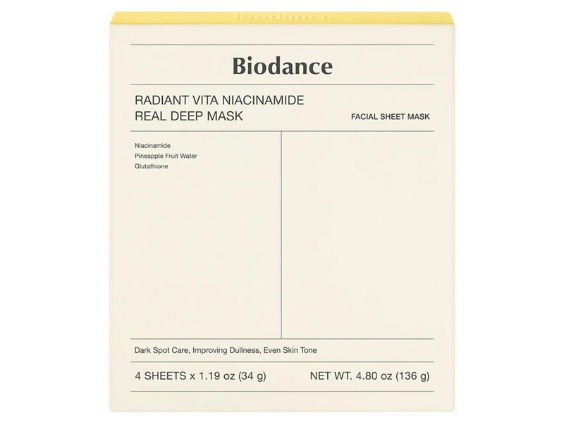 BIODANCE Radiant Vita Niacinamide Real Deep Mask 4 pcs