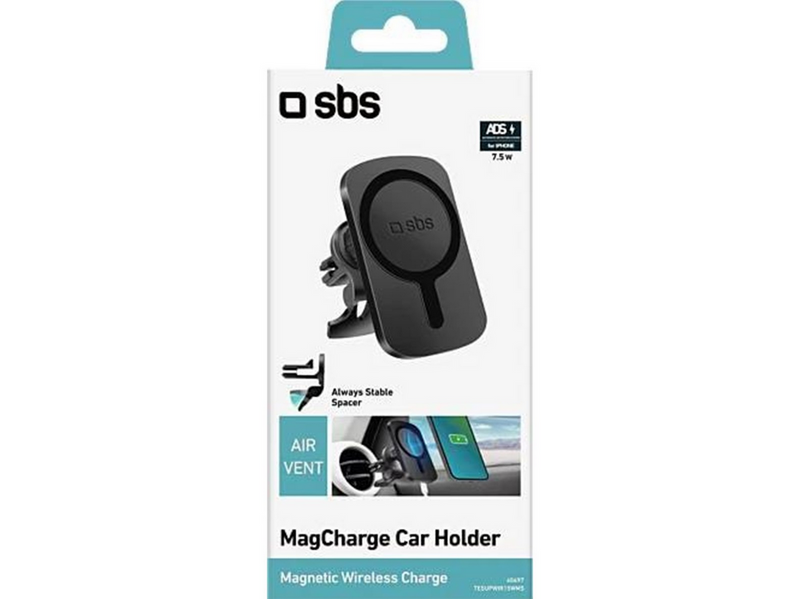 SBS Magnetic Phone Holder and Wireless MagSafe™ Charger for Cars - Black