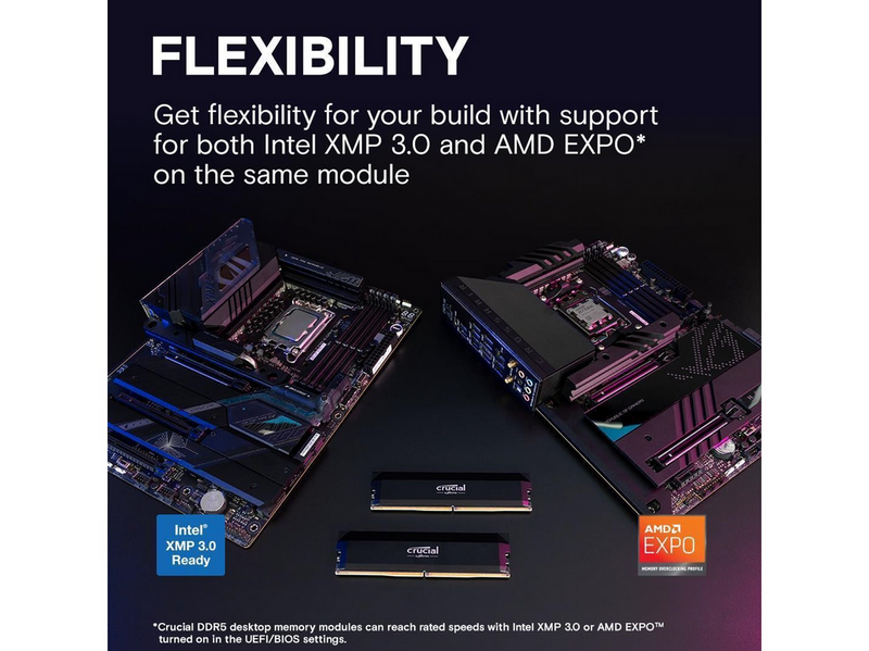 Crucial PRO Overclocking DDR5-6400 - 64GB - CL40 - Dual Channel (2 pcs) - AMD EXPO & Intel XMP - Schwarz