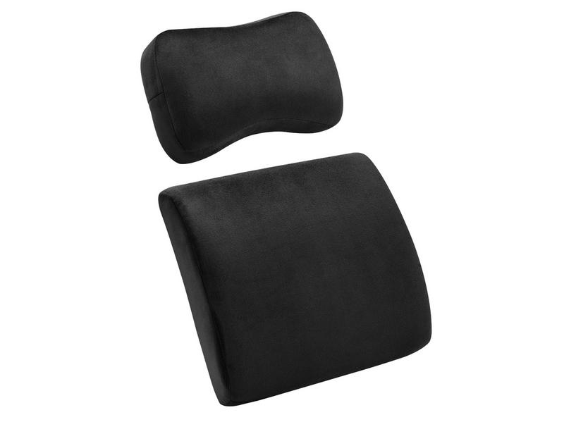 DUTZO Lenden- und Nackenkissen-Set für Gaming-Stühle - Schwarz - Weichschaum