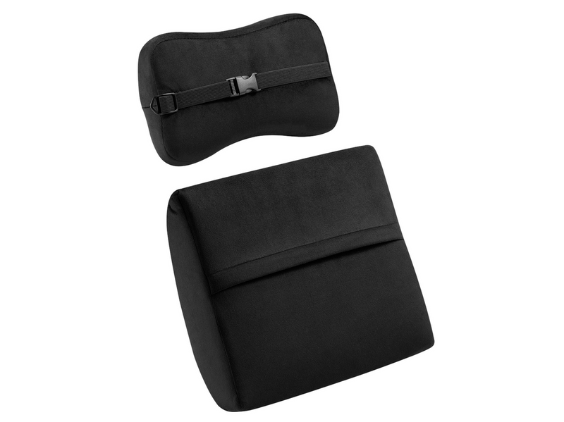 DUTZO Lenden- und Nackenkissen-Set für Gaming-Stühle - Schwarz - Weichschaum