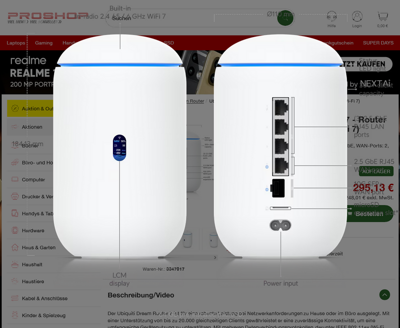 Ubiquiti UniFi Dream Router 7 - Router 802.11a/b/g/n/ac/ax/be (Wi-Fi 7)