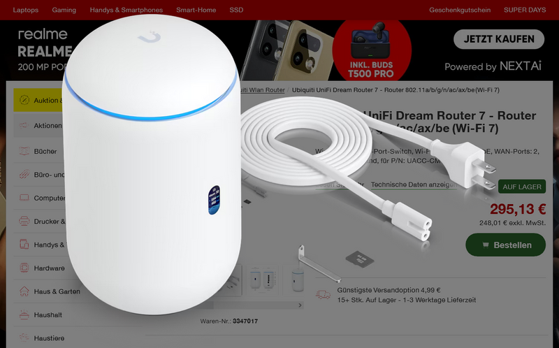 Ubiquiti UniFi Dream Router 7 - Router 802.11a/b/g/n/ac/ax/be (Wi-Fi 7)
