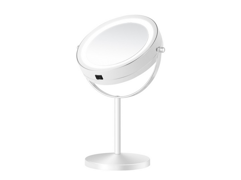 Gillian Jones Double-Sided Wall Mirror in White with LED Light - x1/x10 Magnification