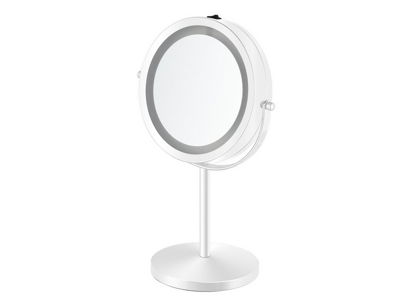 Gillian Jones Double-Sided Wall Mirror in White with LED Light - x1/x10 Magnification
