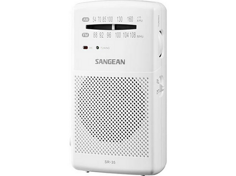 Sangean Pocket Radio with Built-In Speaker - AM/FM - Weiß