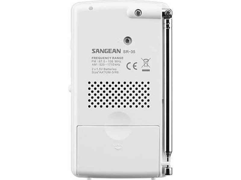 Sangean Pocket Radio with Built-In Speaker - AM/FM - Weiß