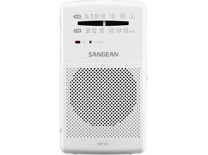 Sangean Pocket Radio with Built-In Speaker - AM/FM - Weiß