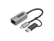 StarTech.com USB-C to Ethernet Adapter w/USB-A Adapter Realtek RTL8153B - network adapter - USB-C 3.2 Gen 1 - Gigabit Ethernet