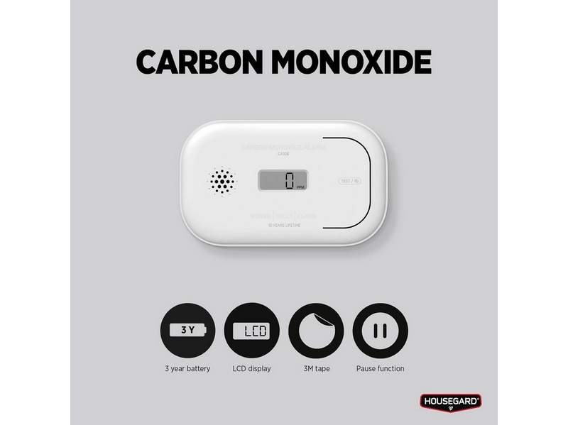 Housegard CA108 carbon monoxide alarm with LCD display incl. 3-year battery white