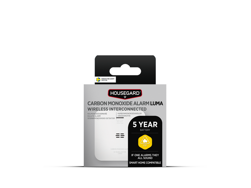 Housegard Luma carbon monoxide alarm, wireless, incl. 5-year battery, white
