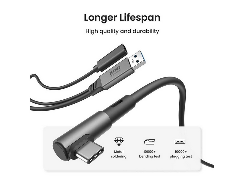 KiwiDesign 5 m Link Cable with 18 W Charging - Black