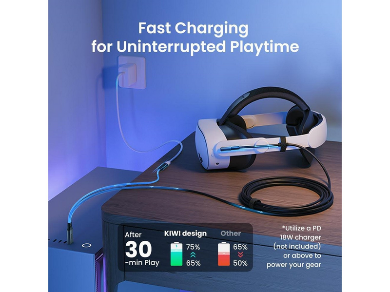 KiwiDesign 5 m Link Cable with 18 W Charging - Black